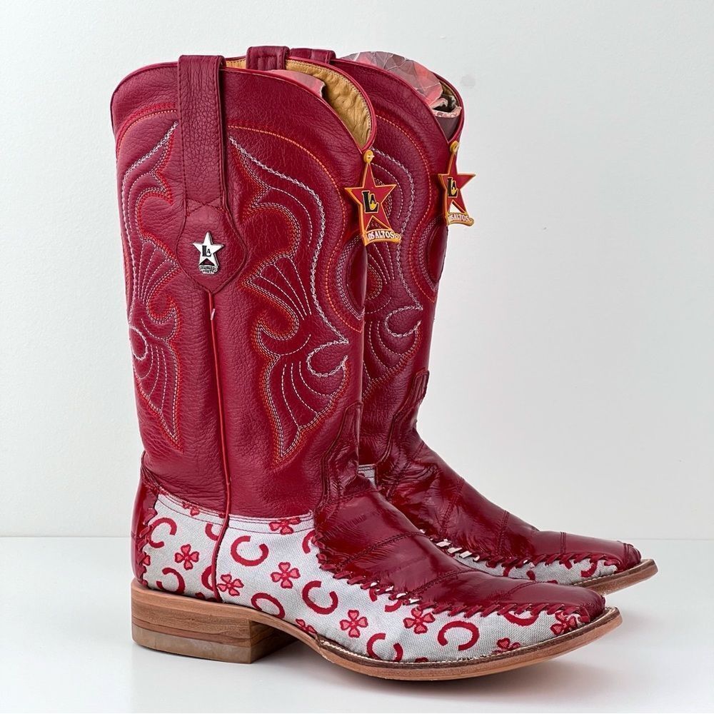 New Los Altos Western Genuine Eel Flashy Cowboy Boots Mens Size 10
